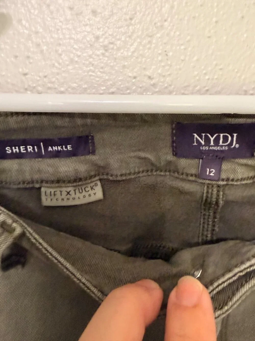 NYDJ LIFT TUCK Lift & Tuck Tech Ankle Slim Pants Olive Green Jeans 12